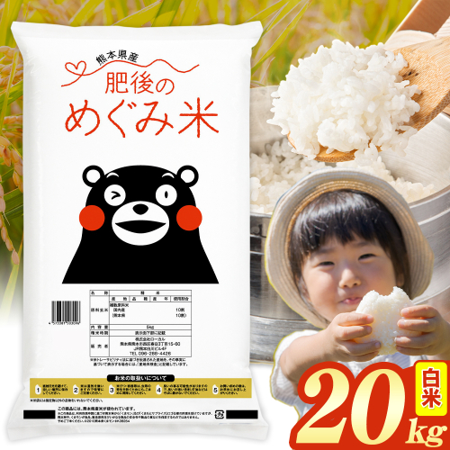 白米 熊本県産 ブレンド米 肥後のめぐみ米 20kg 《7-14日以内に出荷(土日祝除く)》熊本県産 ふるさと納税 精米 米 こめ ふるさとのうぜい コメ お米 おこめ