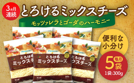 【3回定期便】 ミックスチーズセット　300g×5袋　3ヵ月お届け　合計4.5kg　チーズ　大容量　個包装　愛西市／株式会社ヨシダコーポレーション[AEAA003]