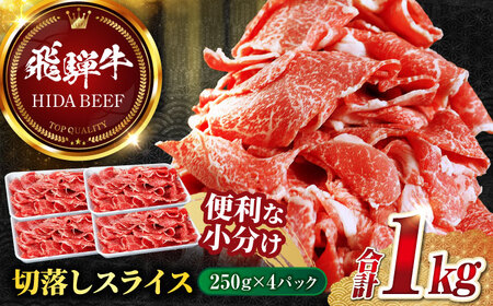 飛騨牛切り落とし　1kg（250ｇ×4P）すき焼き 焼肉 小分け 岐阜市/丸福商店 [ANBO005]