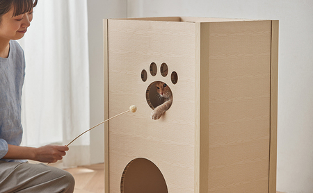 キャットタワー 低め 段ボール ねこねこタワー 2段 P-NT2