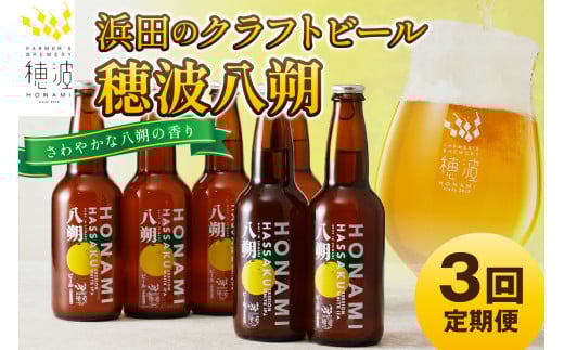 【定期便】浜田のクラフトビール 穂波八朔 ６本セット（月1回×3か月） 定期便 定期 3回 酒 ビール クラフトビール ビア 地ビール セット 贈答 化粧箱 ギフト プレゼント 【139_1278】