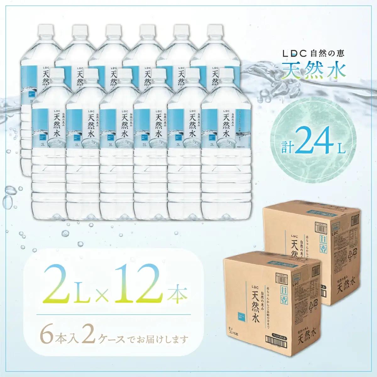 水 ミネラルウォーター 自然の恵み天然水 2L×12本（6本入り2ケース）計24L 【3営業日以内発送スピード配送】  ※沖縄・離島配送不可  YX001