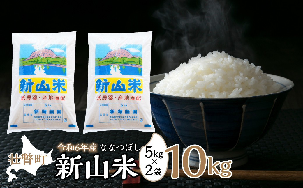 
【令和6年産 新米】新山米（ななつぼし）5kg×2袋　10kg 【 ふるさと納税 人気 おすすめ ランキング 北海道 壮瞥 新米 米 白米 ななつぼし 甘い おにぎり おむすび こめ 贈り物 贈物 贈答 ギフト 大容量 詰合せ セット 北海道 壮瞥町 送料無料 】 SBTC007
