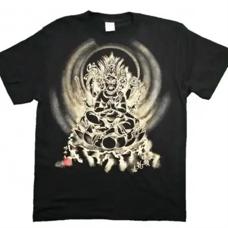 手描きTシャツ 仏画 馬頭観音 黒 (半袖 Sサイズ)【1615703】