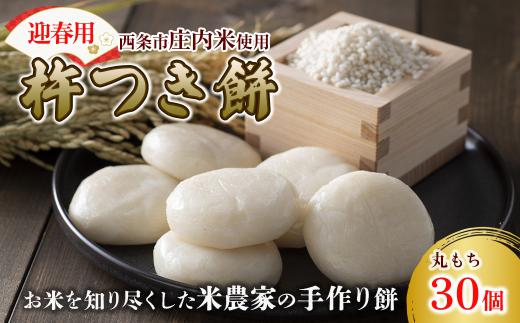 お餅 もち 迎春用 杵つき餅（30個）　愛媛県西条市  【先行予約　※12/25～12/26に出荷】丸餅 平餅 お餅 もち 正月 国産 庄内米 正月用 小分け お雑煮 ぜんざい 愛媛県 西条市