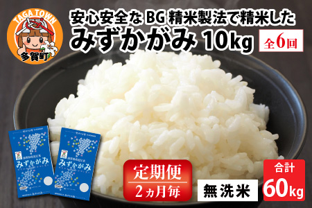 【先行予約】【令和6年産】【定期便】【隔月6回】 BG無洗米 みずかがみ 60kg（10kg × 6回）【10月初旬から順次発送予定】