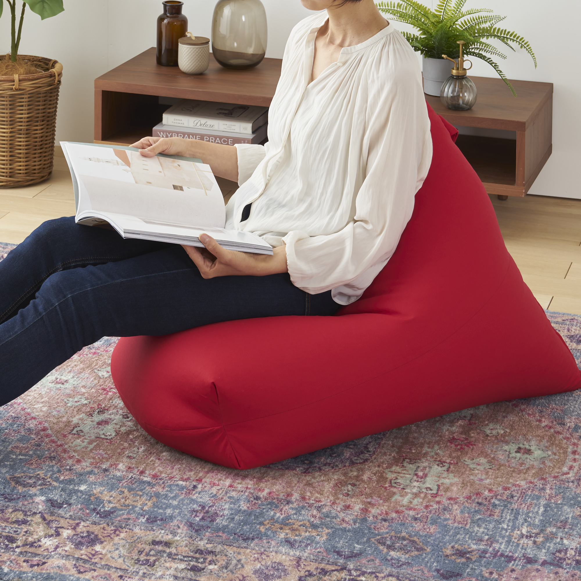 【a028】ビーズクッション　レゴリス（ベージュ・オックス生地）【配送不可地域：沖縄県、離島】