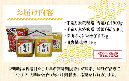 喜多屋こだわり味噌詰め合わせ4種入り | 味噌