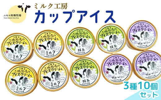 ニセコ高橋牧場ミルク工房 カップアイス3種10個セット【03114】