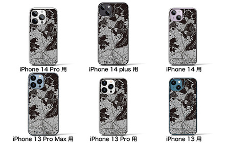 【川西】モノトーン地図柄iPhoneケース（クリアタイプ） iPhone 14 Plus 用［No.323-03］