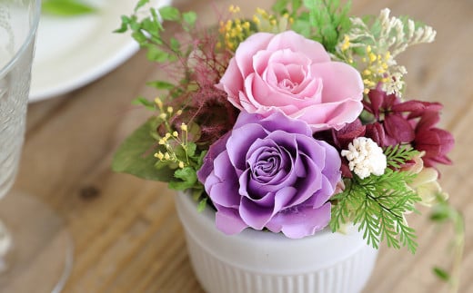 プリザーブドフラワー プリフラギフトボックスS パープル