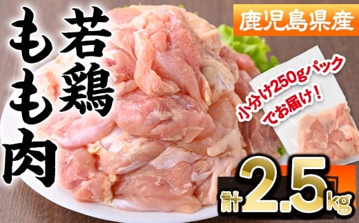 鹿児島県産若鶏もも肉(計2.5kg・250g×10P) 若鶏 もも 冷凍【株式会社羽根】A869