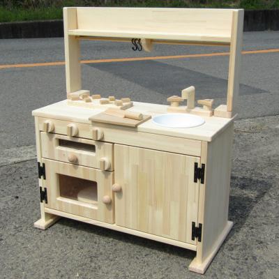 ふるさと納税 泉佐野市 手作り木製「棚付き」魚焼きグリル付ままごとキッチンGHK-R素材色 099H2157