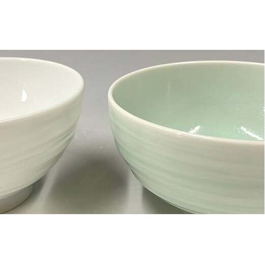 中仙窯 有田焼 白磁・青白磁飯碗セット お茶碗 夫婦茶碗 ペア （中尾純作） A25-271_イメージ3