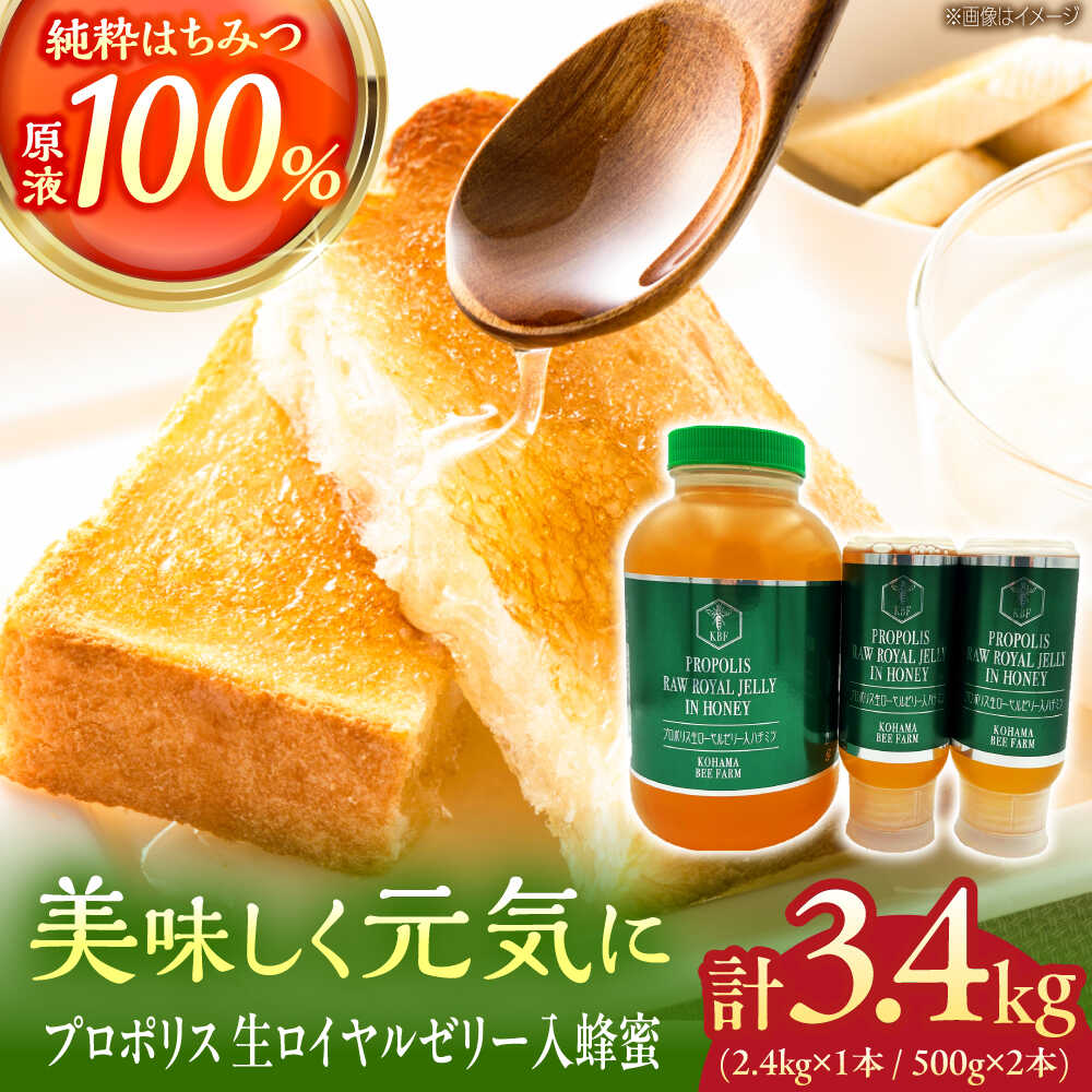 【ふるさと納税】コハマのハチミツ プロポリス 生ローヤルゼリー入蜂蜜 計3.4kg (2.4kg×1本 / 500g×2本) 蜂蜜 はちみつ ハチミツ 国産 ギフト 父の日 沖縄市 / 農業生産法人株式会社小浜養蜂場 [BCAQ010]