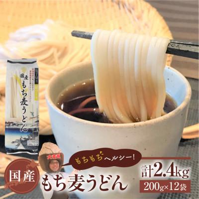 ふるさと納税 豊橋市 国産もち麦うどん　《内容量:200g×12袋》