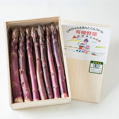 有機箱館北斗紫アスパラ姫《桐箱入》 1kg 3L〜4L HOKB011
