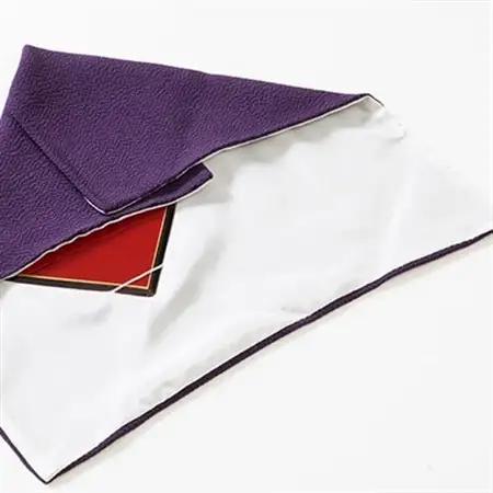 正絹ちりめん台付ふくさ  (紫)　シルク100%　冠婚葬祭に便利な日本製袱紗　結婚式、法事・葬式に_装飾品・工芸品  鞄・バッグ かばん カバン_【1150241】