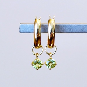 K18(18金) イエローゴールド 2WAY ピアス 地金 ペリドット フープピアス(直径10mm) 保証書付 SMK-5249 SWAD099-peri