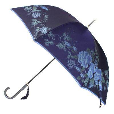 ふるさと納税 富士河口湖町 槙田商店【晴雨兼用】長傘 ”絵おり”  薔薇と葡萄  紺