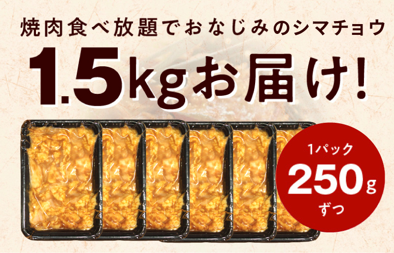 【焼肉屋の定番】シマチョウ 味噌だれ漬け 1.5kg 小分け 250g×6 牛肉 ホルモン 焼肉用 010B1517_イメージ2
