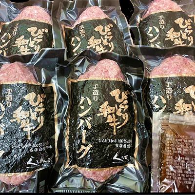 ふるさと納税 平取町 黒毛和種　びらとり和牛100%ハンバーグ180g×6枚　オリジナルソース付き |  | 01