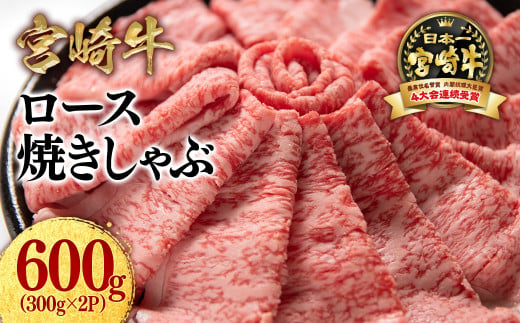 宮崎牛ローススライス600g （300g×2 小分け）牛肉  焼きしゃぶすき焼き しゃぶしゃぶ 鉄板焼肉 高級部位 ブランド牛 ミヤチク 内閣総理大臣賞4連覇＜2.1-13＞