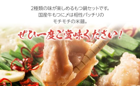 よくばりもつ鍋セット 醤油味2人前&みそ味2人前(合計4人前) (米粉麺付) 