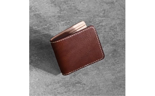 栃木レザー使用｜やわらか本革二つ折り財布｜Half wallet 02｜チョコ｜minca（全6色）