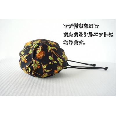 ふるさと納税 桶川市 〜べに花の郷桶川市〜【べに花柄のまんまる巾着】黒 |  | 02