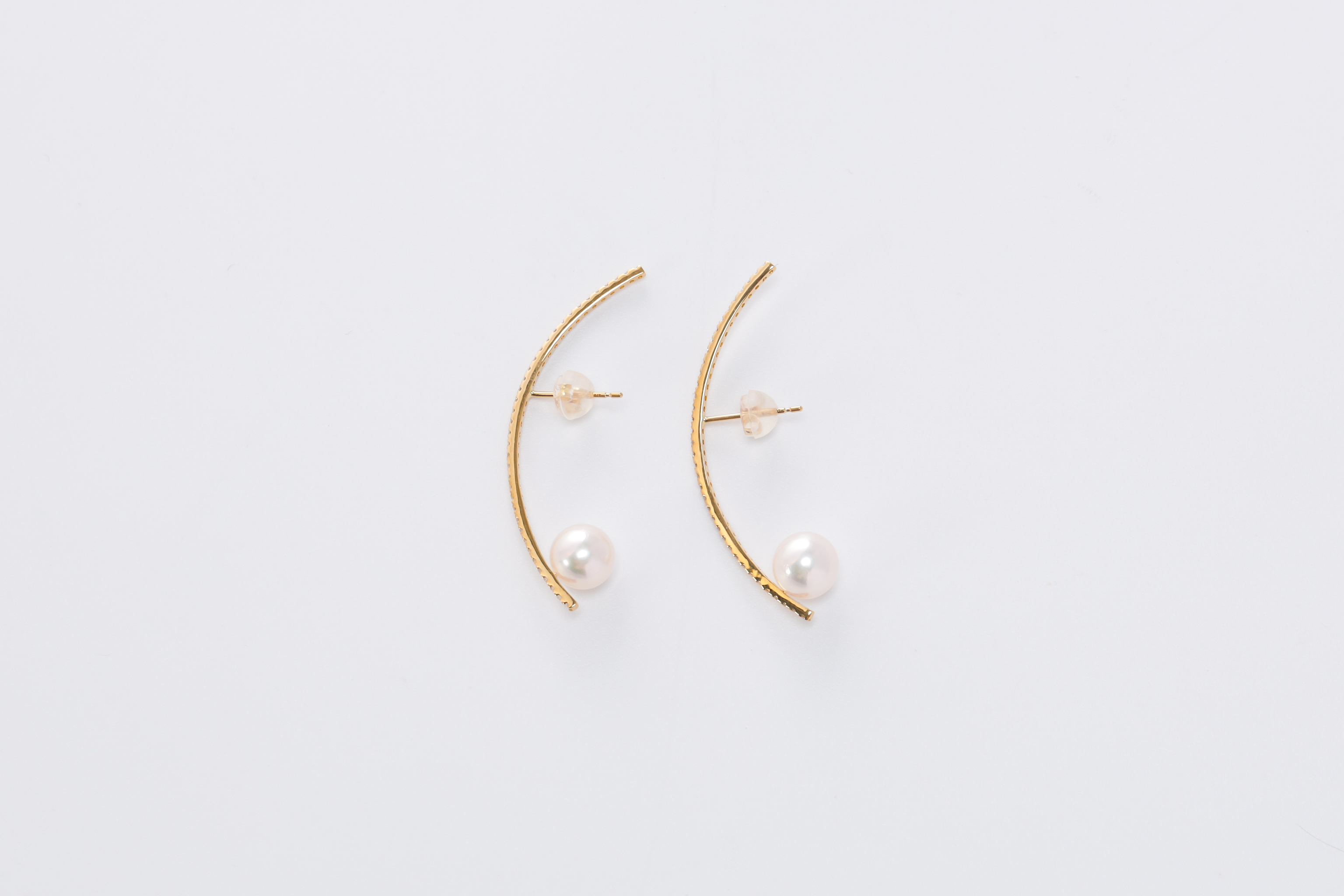 【K18】7.0-7.5mm アコヤ真珠ダイヤロングピアス/K18LEP0155
