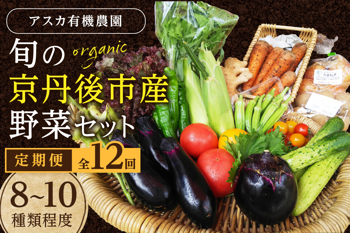 【12回定期便】<アスカ有機農園>旬の京丹後野菜セットS（栽培期間中　農薬・化学肥料不使用）　AY00003