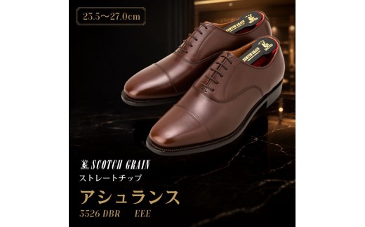 スコッチグレイン ビジネスシューズ メンズ アシュランス 3526DBR ストレートチップ 革靴 本革 日本製 EEE 送料無料 ギフト【24.5cm】 [№5619-7179]0479