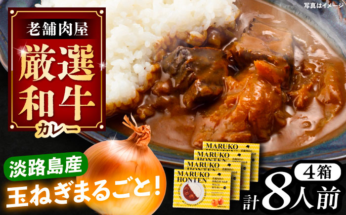 丸小本店 老舗肉屋の淡路島産の玉ねぎまるごと和牛カレー 2人前450g×4個セット レトルト ビーフカレー 国産牛 恵那市 / テンポイント [AUFN014]