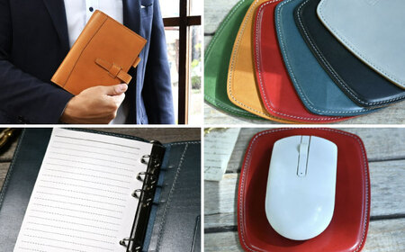 本革バイブルサイズシステム手帳（15mmリング）とスリムマウスパッドセット フィーユ 滋賀県長浜市/株式会社ブラン・クチュール[AQAY466]