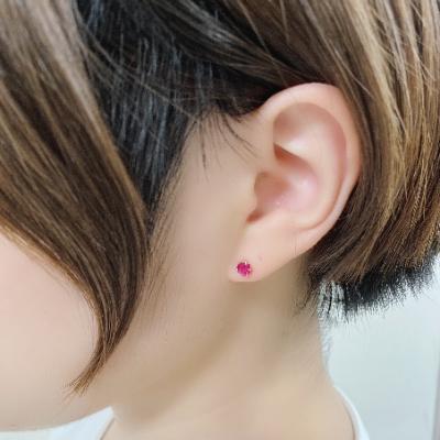 ふるさと納税 山梨県 【宝石の街 山梨甲府】K18イエローゴールド ビルマ産ラウンドルビー(トータル0.5ctUP)ピアス |  | 02