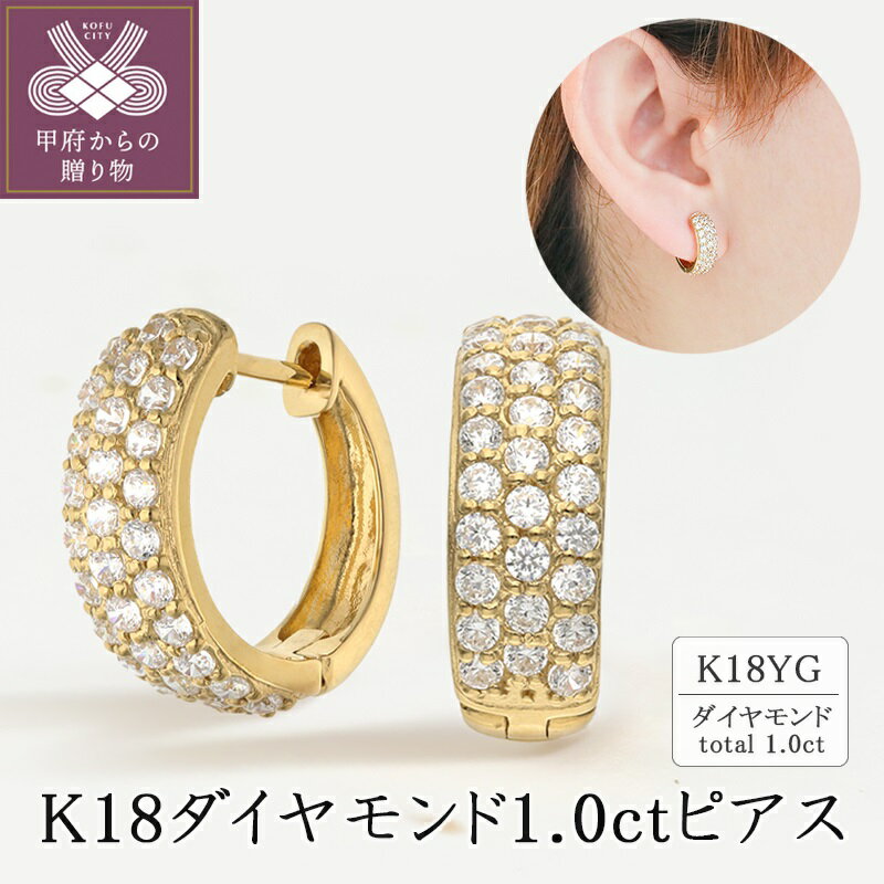 【ふるさと納税】＜ 甲府ジュエリー ＞ ピアス ダイヤモンド レディース ジュエリー アクセサリー 大人 シンプル 上品 K18 ダイヤ ギフト プレゼント 贈り物 誕生日 ジュエリーケース付 保証書付 k094-089