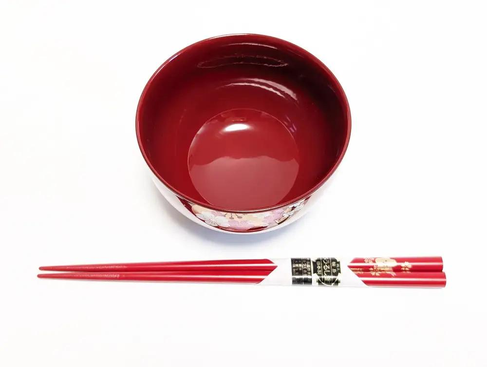 山中塗花嫁お椀と輪島塗お箸セット【能登の花嫁のれんオリジナル】プレゼント ギフト 結婚祝い 新婚 伝統工芸 蘭