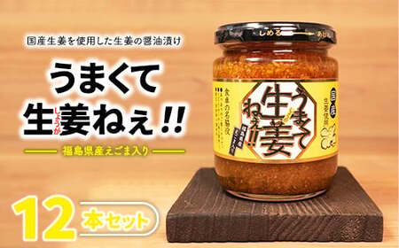 うまくて生姜ねぇ!!12本セット 【しょうが 国産 醤油漬け ごはんのお供 お弁当 調味料 おつまみ 肴 薬味 隠し味 猪苗代町 福島県】