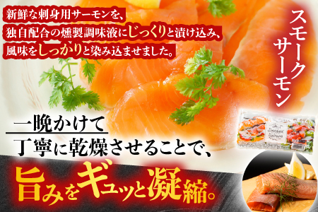 スモークサーモン2～3P(計400g)＆とろサーモンハラミ3～5枚(計1kg) A-09128