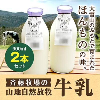 【毎月定期便】斉藤牧場の山地自然放牧牛乳 900ml×2本セット _00578_全12回【配送不可地域：離島】【4004846】