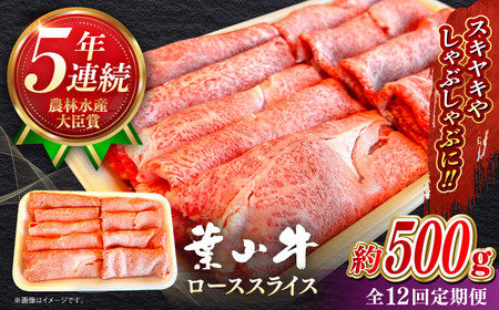 【全12回定期便】【葉山牛】500g　ローススライス ／ 牛肉 黒毛和牛 神奈川県 特産品【葉山牛ステーキレストラン 角車】[ASBD043]