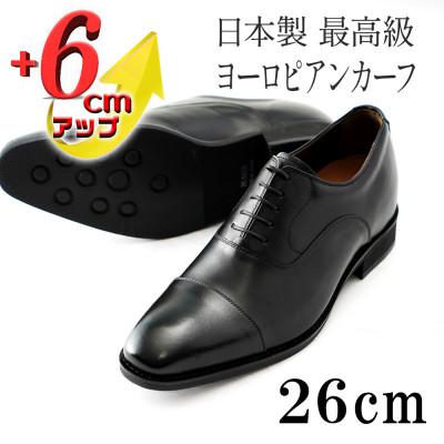 ふるさと納税 大和郡山市 ヨーロピアンカーフ 6cmアップシークレットシューズ ビジネス No.CA1301 黒 26cm