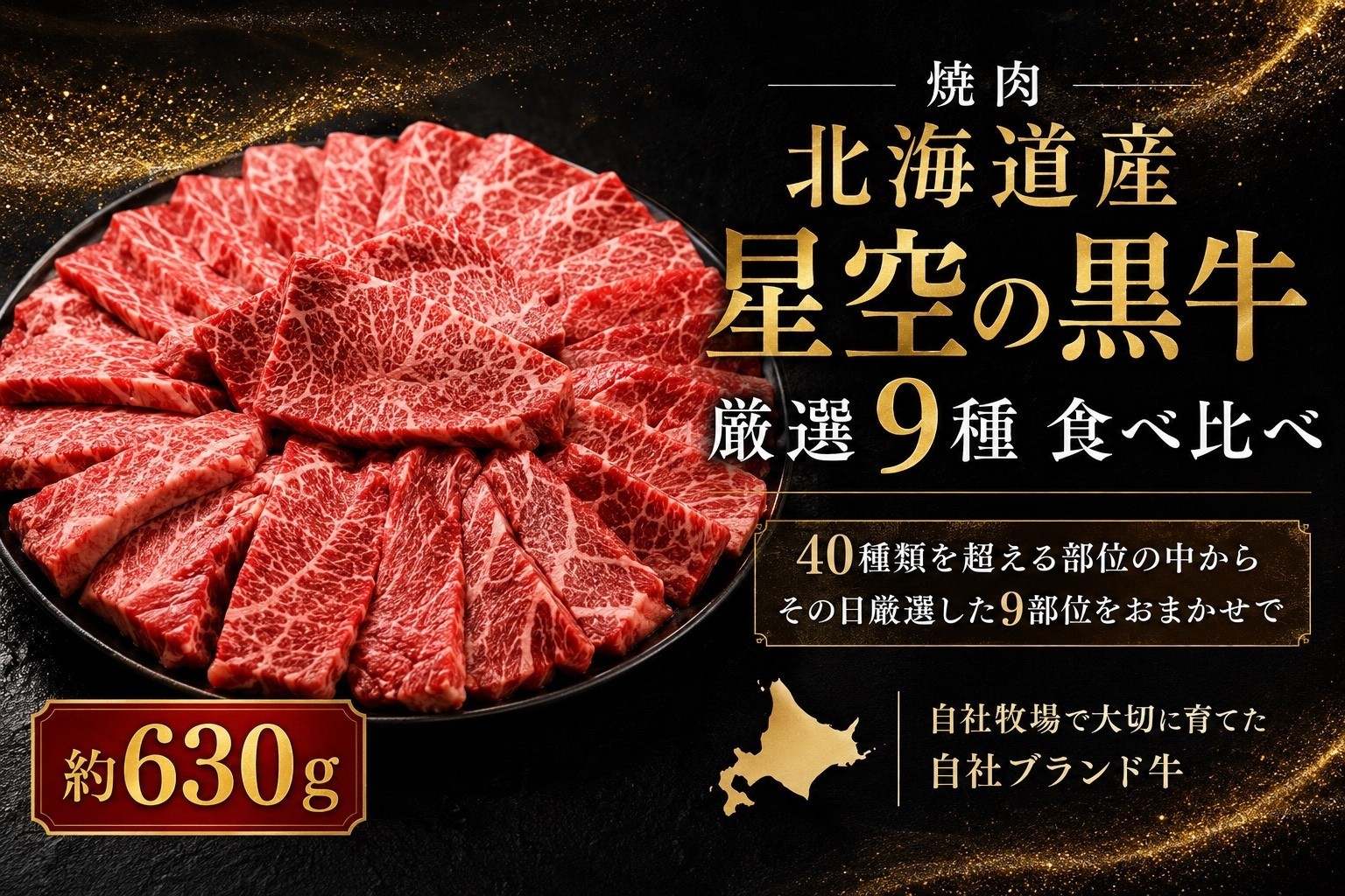 
                  焼肉 北海道産 星空の黒牛 厳選9種 食べ比べ 約630g 牛肉 【 肉 にく ニク 牛肉 牛肉赤身 赤身 牛肉セット バーベキュー 冷凍牛肉 贅沢牛肉 国産牛肉 北海道産牛肉 道産牛肉 簡単 お手軽 特製牛肉 標茶町 北海道 】
                