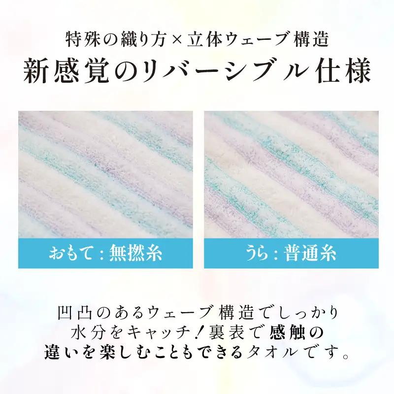 （今治タオル）無撚糸 ウエーブ 大判バスタオル 1枚（ブルー）