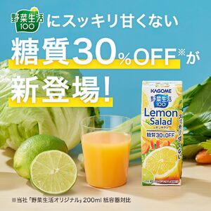 【定期便2ヶ月連続お届け】カゴメ 野菜生活100 レモンサラダ 200ml 24本 野菜ジュース 果実ミックスジュース 紙パック