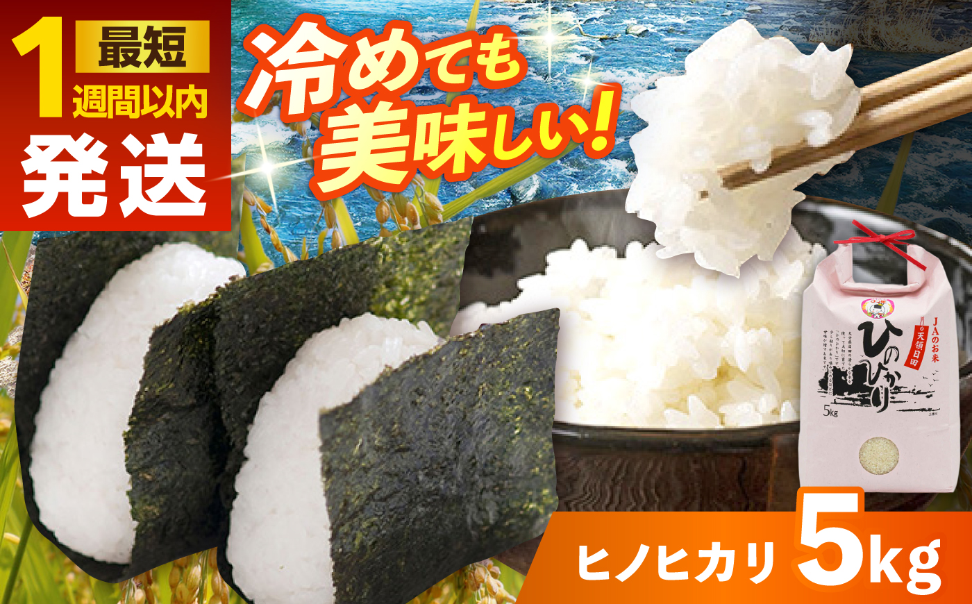 【最短発送】令和7年産大分県産ヒノヒカリ 5kg　日田市 / JAおおいた日田グリーンセンター こめ コメ 米 [ARDX026]