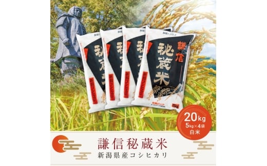 令和7年産 新潟県産 コシヒカリ 20kg 謙信秘蔵米 真空 窒素挿入 冬眠パック 精白米 お米 上越市 上越産 上越米 上杉謙信