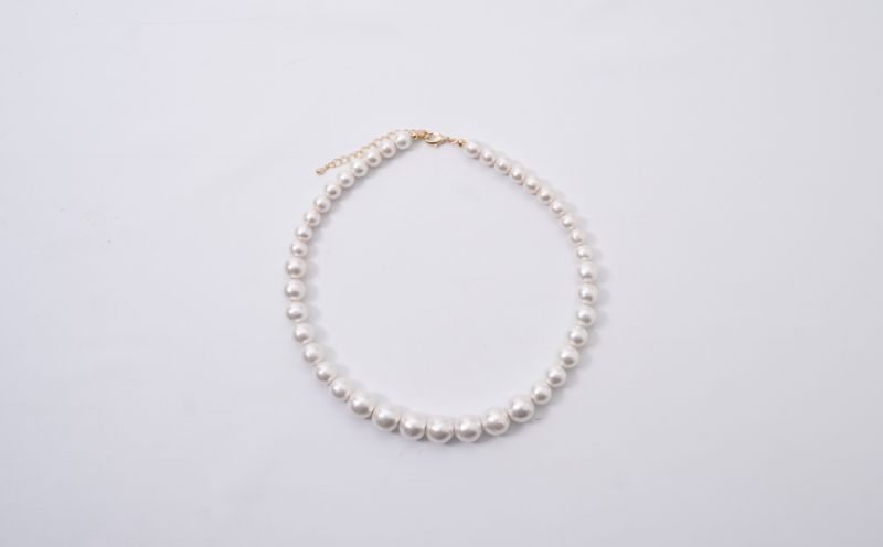 コットンパール「ホワイト」シンプルショートネックレス(金具ゴールド)とピアス３点セット【～en～】｜コットンパール ネックレス アクセサリー 入学式 卒業式 結婚式 ゴールド