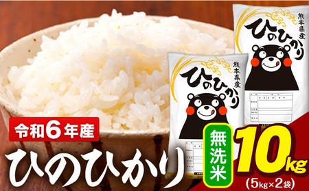 令和6年産 無洗米 米 ひのひかり 10kg(5kg袋×2)《7-14日以内に出荷予定(土日祝除く)予定》熊本県 大津町 国産 熊本県産 無洗米 精米 送料無料 ヒノヒカリ こめ お米